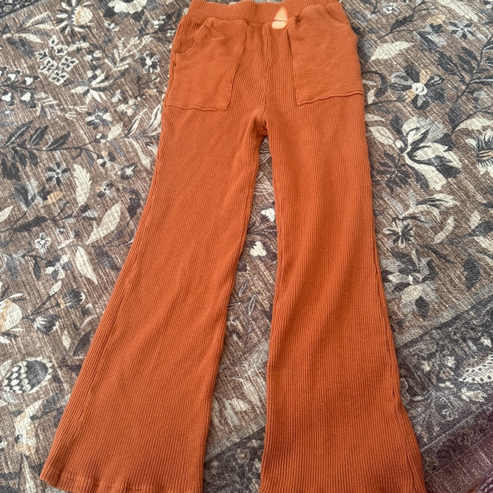 Free People Movement • Flare Ribbed 100% Cotton Pants Pockets Size Small
